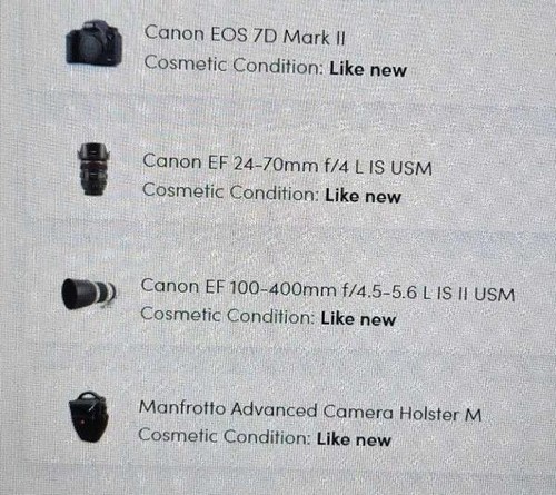Canon 7D Mark II DSLR Camera + Battery x 2 Shutter Count 259 + Lenses as shown - Picture 2 of 6