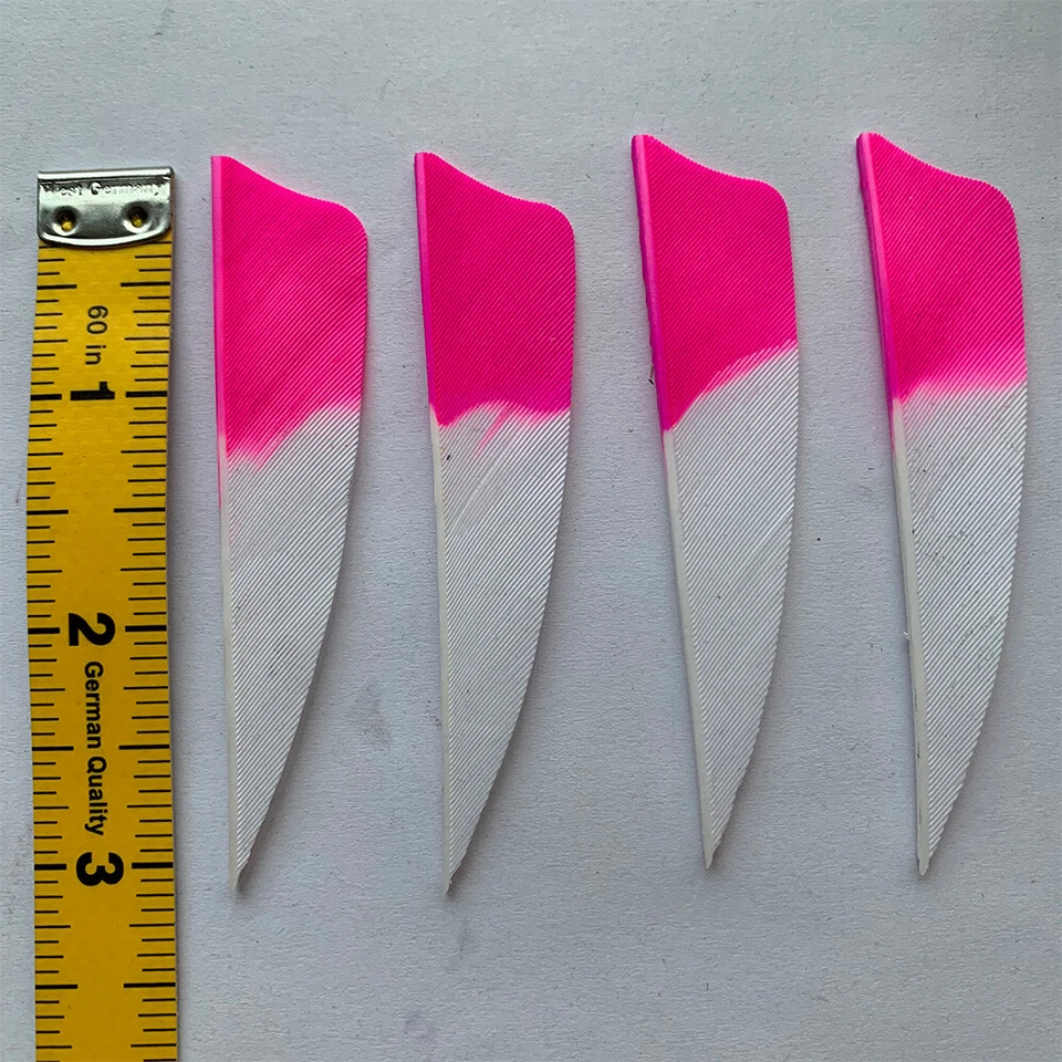 50 PCS 3INCH Shield Pink Archery Fletches Natural Turkey Feather Fletching RW - Image 2 of 4