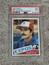 1985 TOPPS BASEBALL CARD LOW POP PSA 9 BRIAN BRYAN LITTLE ERROR MONTREAL EXPOS
