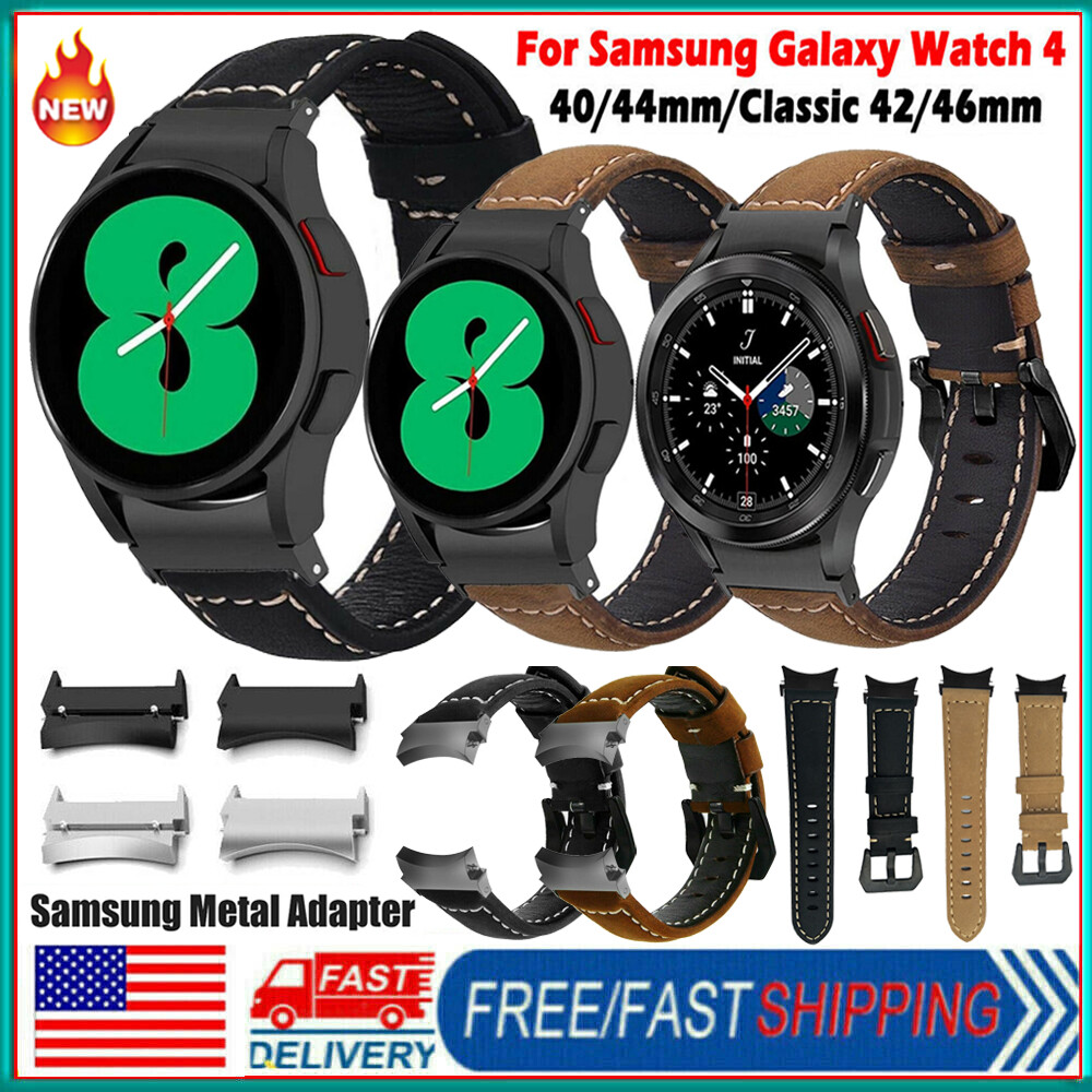For Samsung Galaxy Watch 4 Classic 40/42/44/46mm No Gap Leather Watch Band Strap