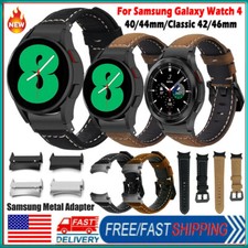 US For Samsung Galaxy Watch 5 40/44mm 5 pro 45mm No Gap Leather Watch Band Strap