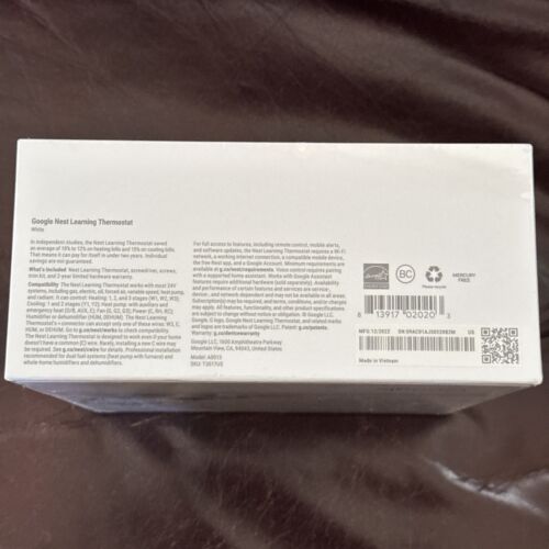 SEALED Google Nest 3rd Gen Learning Thermostat. BRAND NEW - Picture 3 of 7