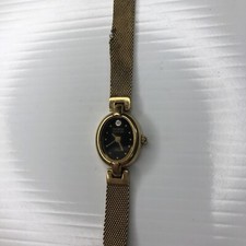 X11 Armitron Diamond Now 75/2336 Gold Mesh Ladies Black Retro Watch Untested