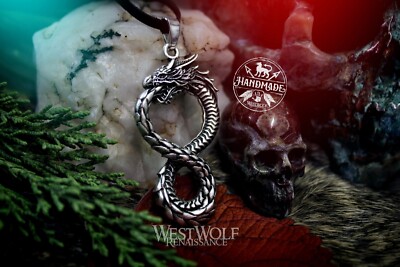 Dragon Infinity Knot Pendant - Ouroboros - Viking Jormungandr - Midgard - Norse