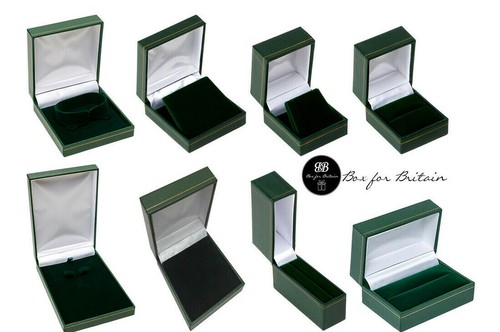 Leatherette Jewellery Boxes Green Ring Bracelet Bangle Watch Necklace pendant...
