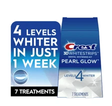 Crest 3DWhitestrips Pearl Glow, Bright At-Home Teeth Whitening Kit, 7 Treatments