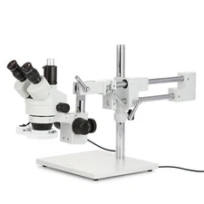 AmScope 7X-45X Trinocular Stereo Boom Zoom Microscope + Fluorescent Ring Light