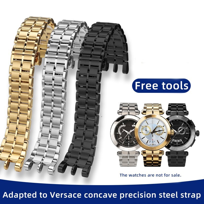 For Versace VBR VER V-RACE DUAL Steel Watchband Notch Watch Chain