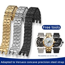 For Versace VBR VER V-RACE DUAL Steel Watchband Notch Watch Chain 24mm Bracelet