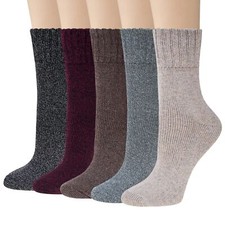 5 Pairs Womens Wool Socks Thick Knit Warm Winter Socks Cozy Comfy Socks Gifts...