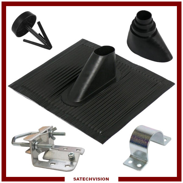 Fixation mât 60 mm anti-vibration pour antenne satellite sur tuile