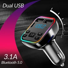 Bluetooth 5.0+ Car BT Wireless FM Transmitter Adapter Hands Free 2USB PD Charger