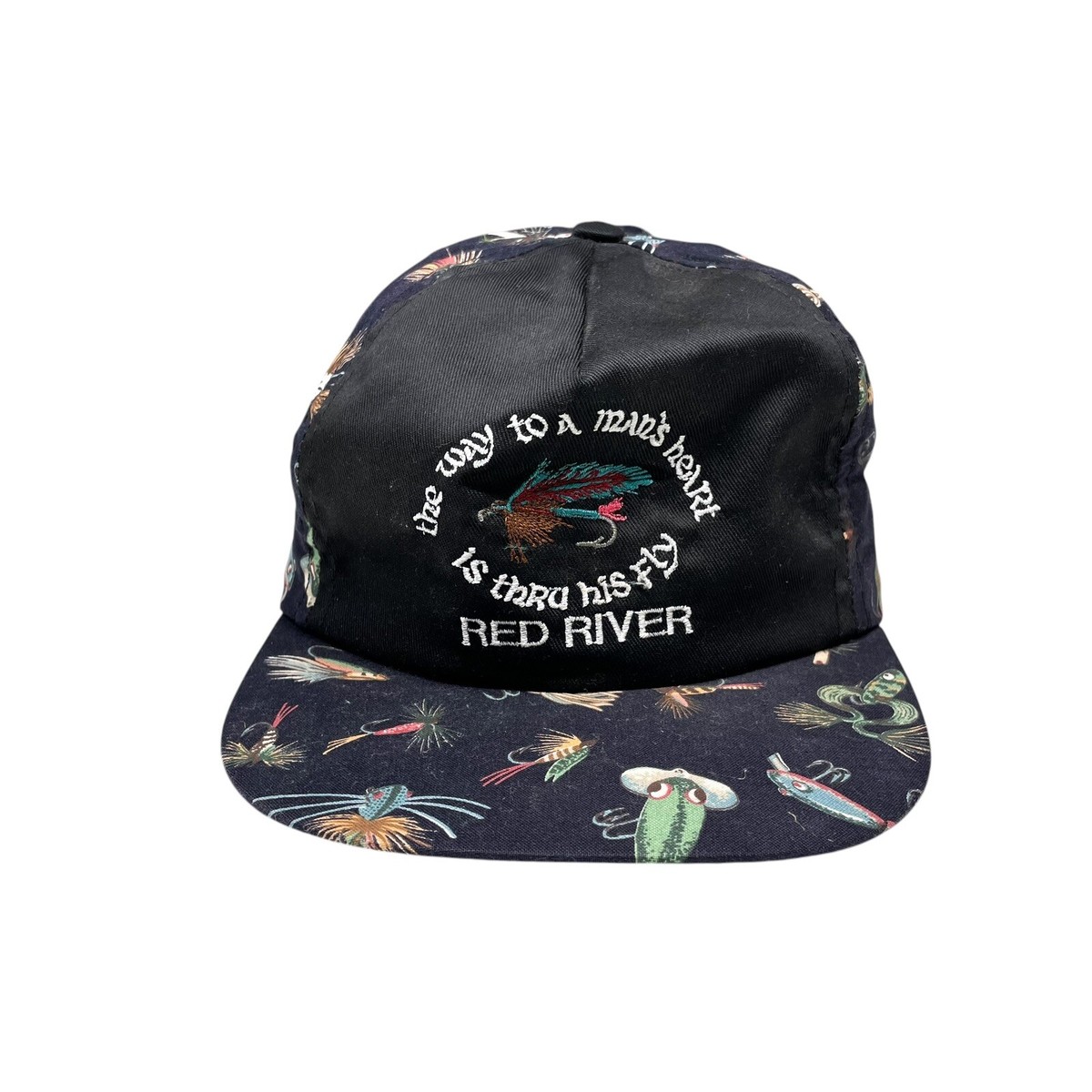 Vintage Fishing Hat Adjustable Strap Back “Through His Fly” Tackle