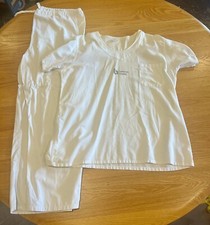 Vtg White Night Medical Scrub Shirt Pants For Lewistown Hospital PA Sz M
