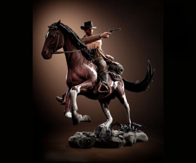 Arthur Morgan Horse Riding Figure Resin 3D Printed Model Unpainted Statue Kit