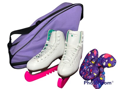 Riedell Opal white Ice skates ,figure skates ,youth/child Sz 1 ￼ Beginner bundle
