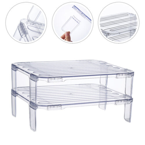  2 Pcs Stacking Shelf As Shelves Fridge Organizers and Storage Clear Plates Rack - Picture 1 of 12