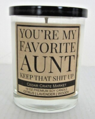 Cedar Crate Market Jar Candle ''You're My Favorite Aunt'' Soy Wax 10 oz - NEW