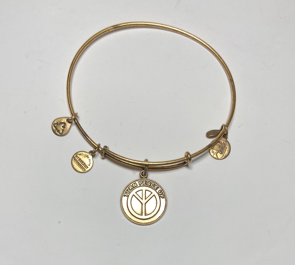 Alex and Ani Gold Turn Peace Up Peace Sign Charm Bangle Bracelet, 2012 - Main Image