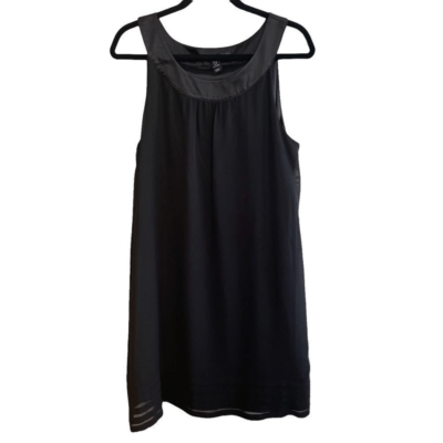 h&m black shift dress H&M Black Shift Dress US 2/4 Beaded V-Neck Glam Sleeveless Y2K Cocktail Party