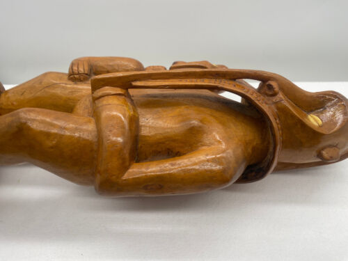 South Pacific Oceanic Hand Carved Solid Wood Vintage Statue Cowrie Shell Eyes - Picture 19 of 24