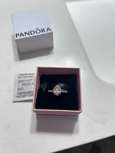 Authentic Pandora Timeless Sparkling Teardrop Halo 14k Rose Gold Plated Ring Sz 7
