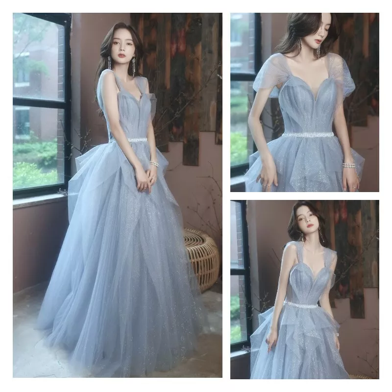 Women Evening Party Prom Ball Gown Glitter Shiny Formal Dress Fairy Elegant