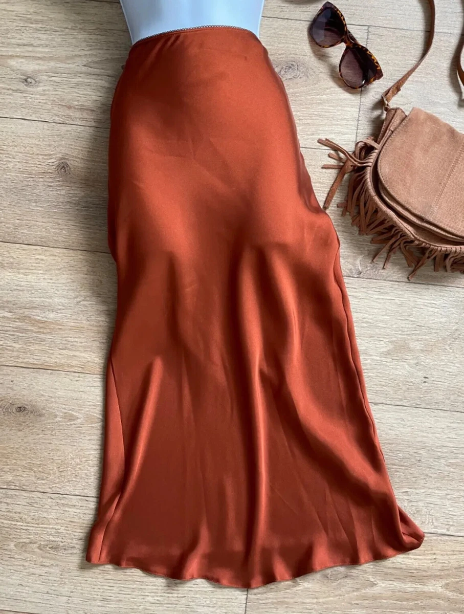 Rust satin top maxi skirt