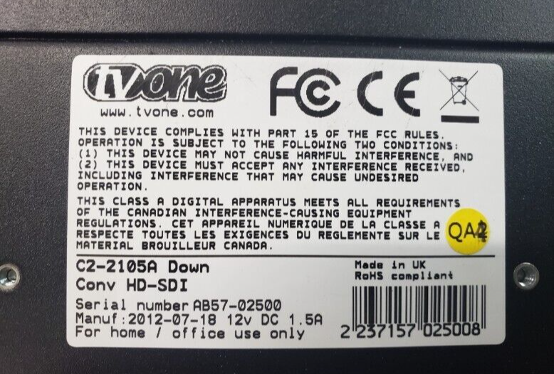 TV One C2-2105 HD-SDI Format Conversion | eBay