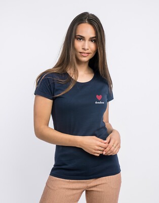 Personalisiertes Damen T-Shirt Kurzarm bedruckt in Frankreich Farbe Marineblau