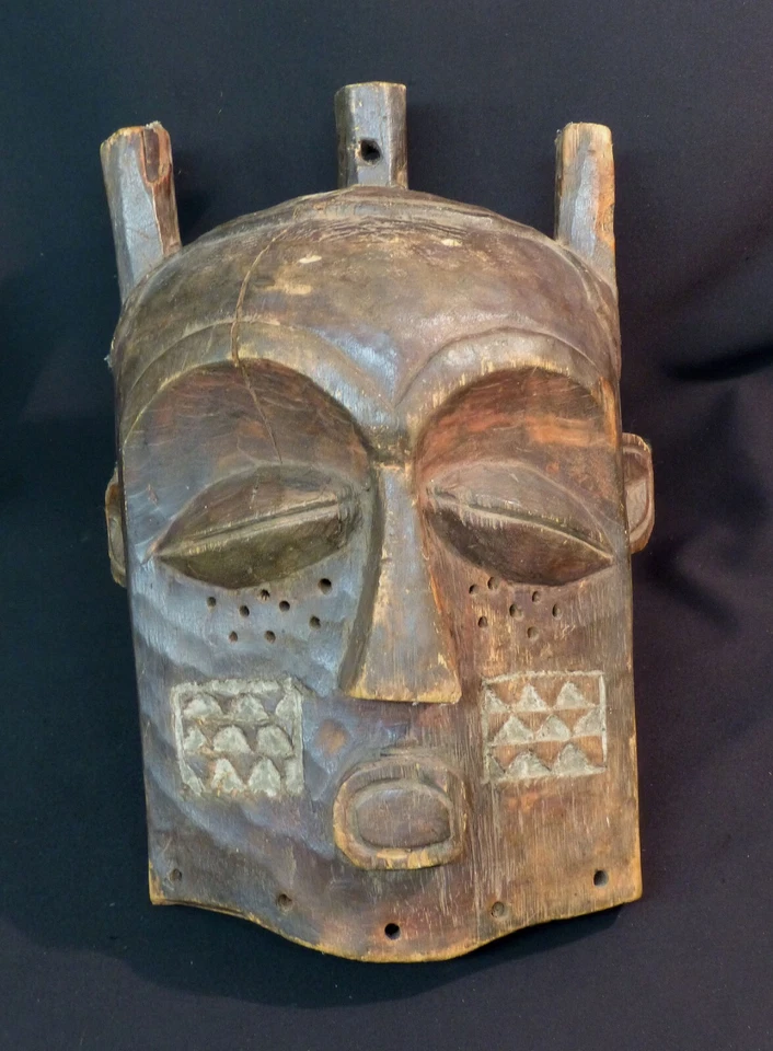 D Art Africain 1930 masque casque sorcier Cuba Congo 1.2kg35cm beaux volumes - Photo 2/4
