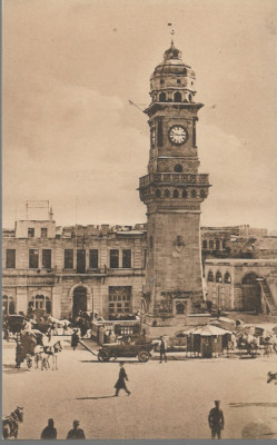 Aleppo (Alep), Syrien - Rue Bab-El-Faraj, Uhrturm - AK um 1920