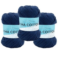  3 Pack Lion Brand Yarn 762-110AG Pima Cotton Yarn, Blueprint