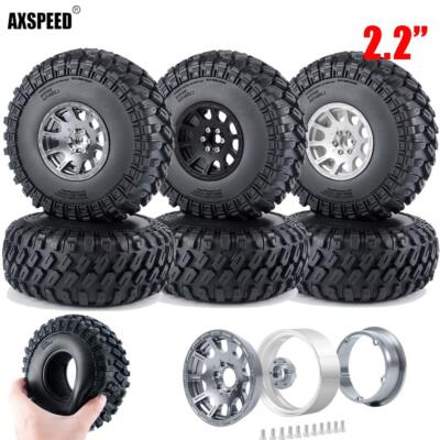 AXSPEED 1:10 RC 2.2 Crawler Reifen Tire 140 mm & Beadlock Felge Rims für RC Auto