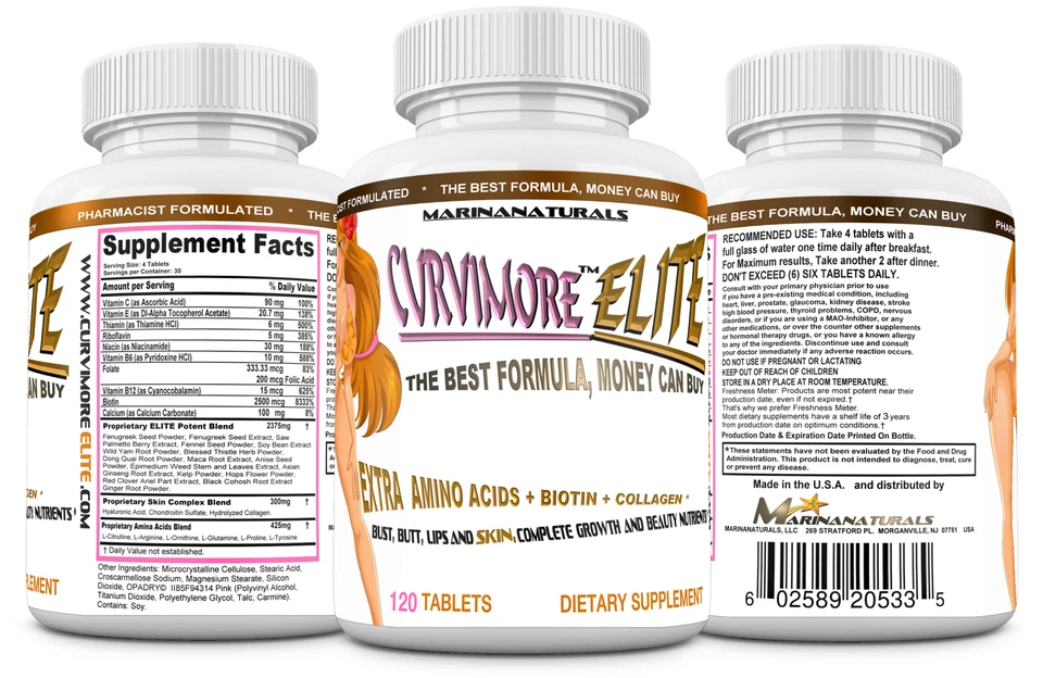 CURVIMORE ELITE ☀ 乳房和战利品放大 - Butt, Bust & Lip 增强药丸 — 第 2/2 张图片