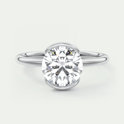 Diamant Verlobungsring 18 Karat Weißgold Lab Grown Rund 2 Karat IGI Zertifiziert