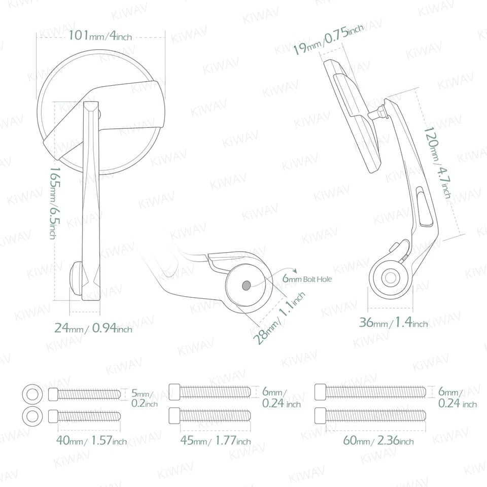 Espejos retrovisores Missie redondos negros para Triumph Daytona 955i/600/650/675/675R Foto 2 de 4