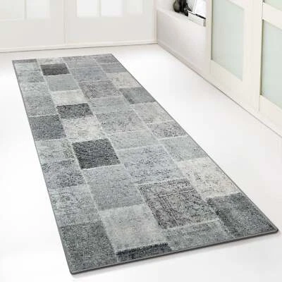 Läufer Teppich Teppichläufer Wohnzimmer Feinschlingen Vintage Monsano Anthrazit - Bild 1 von 4