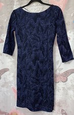 Zara Trafaluc Bright Blue Stretch Bodycon Mini 3/4 Sleeve Crew Neck Dress Medium