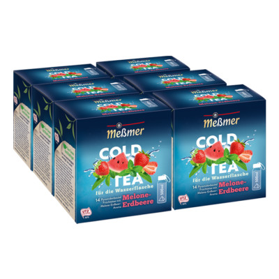 Meßmer Cold Tea Melone-Erdbeere, 14 Pyramidenbeutel 6er Pack