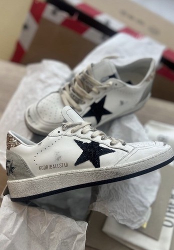 Golden Goose Ball Star Sneaker White Leather/Gold/Black Glitter sz 37 New in Box - Picture 2 of 13