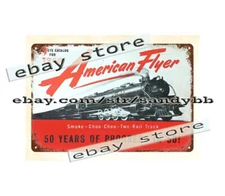 1950 Gilbert American Flyer Trains Toys railway railroad metal tin sign design