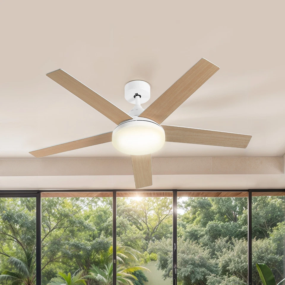 52" Ceiling Fan 5 Reversible Dual Finish Blades w/Quiet DC Motor for Living Room - Image 2 of 4