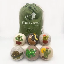 Fluff Ewes Wool Dryer Balls 6 Pack Premium New Zealand Wool Laundry Balls for...