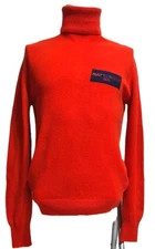 Beautiful Bright Sweater With Logo Battlecry1975 Orange 100%Pure Wool Size L/XL