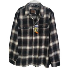 Orvis Mens XXL Heavyweight Double Brushed Flannel Shirt Plaid Brown Cream NWT