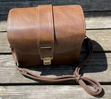 Vintage Brown Hard Camera Bag Case With Shoulder Strap