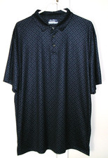 NEW BEN HOGAN PERFORMANCE MEN'S L DARK BLUE ALL OVER PRINT GOLF POLO SHIRT 