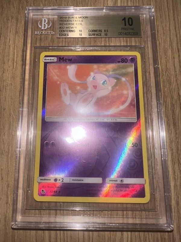 Pokémon Mew 32/68 Hidden Fates Reverse Holo BGS 10 Sun & Moon #2019 POP 2!