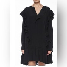 ISABEL MARANT ETOILE Women's Black Oversized WEDY RUFFLE DRESS Size 36 US S/M 